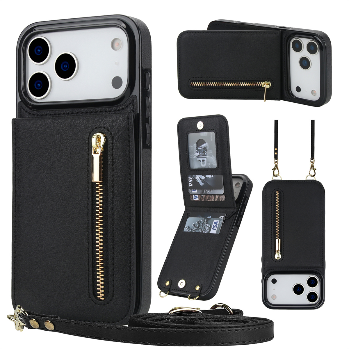 Crossbody Zipper Wallet Card H - Leather Wallet Card Holder Phone Cover ulasan dan harga