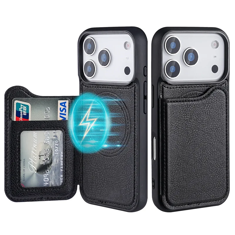 For Magsafe Magnetic Flip Leat - Leather Wallet Card Holder Phone Cover ulasan dan harga
