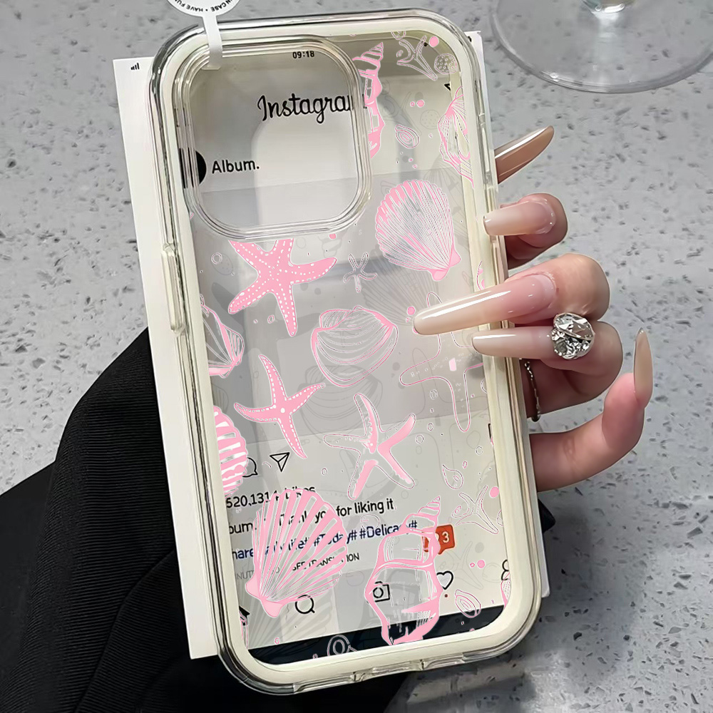 Summer Pink Seashell Clear Pho - Clear Shockproof Bumper Case ulasan dan harga